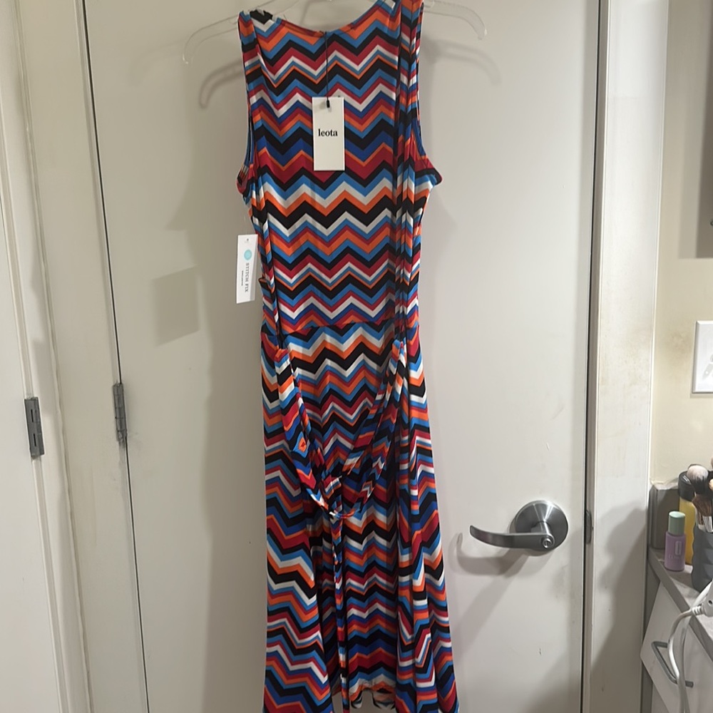 Colorful Leota Finley Jersey Faux Wrap Dress Chevron Dress, XL - Picture 3 of 6